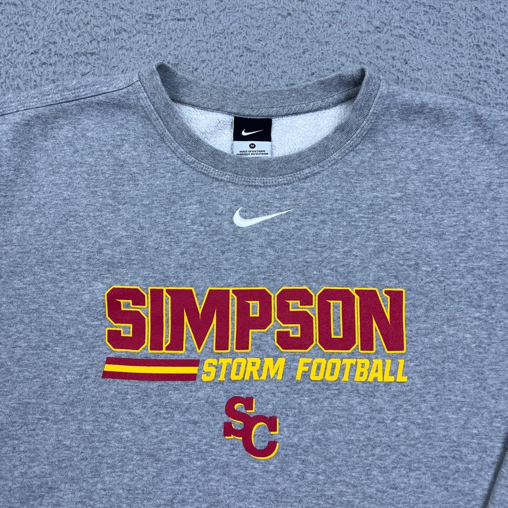 Nike Simpson Storm Football Sweatshirt M Gray Crewneck Pullover Center Swoosh SC - Picture 2 of 12